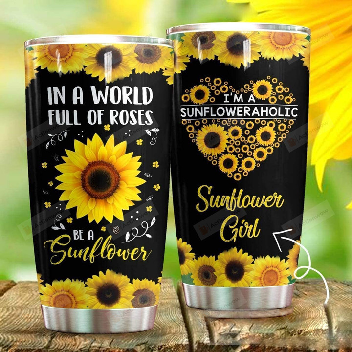 Personalized Sunflower I'm A Sunfloweraholic Stainless Steel Tumbler Cup