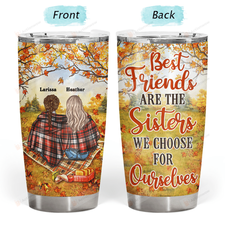 Personalized Autumn Fall Best Friends Stainless Steel Wine Tumbler Cup
