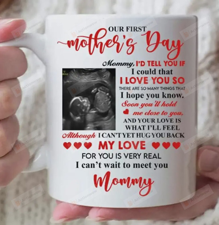 Personalized Hi Mummy Baby'S Sonogram Coffee Mug Birthday Idea Gifts For New Pregnant Mom From Husband 1st Mothers Day Idea Gifts For First Time Mom Pregnant Wife 11 15oz Ceramic Mug
