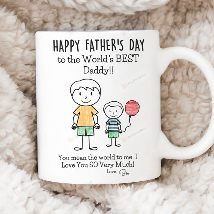 Personalized Happy Father's Day To The World's Best Daddy Mug Gift For Dad From Son On Father's Day