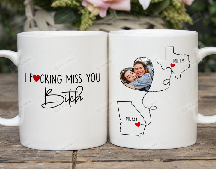 Personalized Friendship Mug, Custom State To State Coffee Mug Gift For Best Friends Sisters, Long Distance Gift For Bestie, Missing You Gift, Moving Away Gift