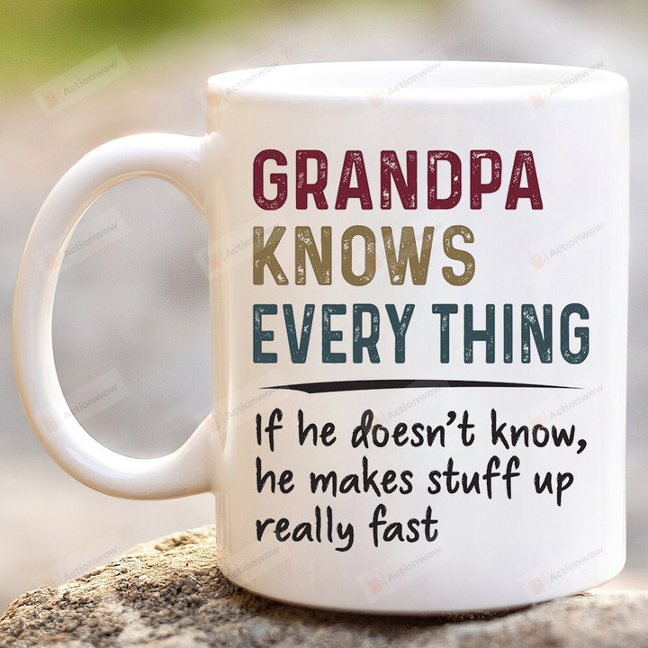 Personalized Grandpa Knows Everything Funny Gift Mug Grandpa Grandad Father's Day Birthday Gift