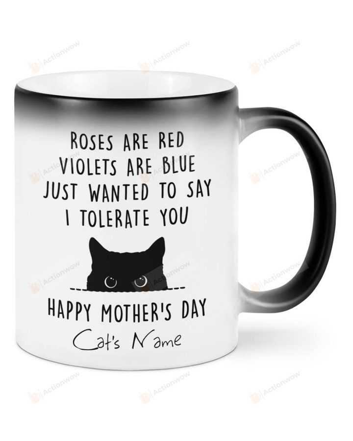 Black Cat Mug, Roses Are Red Violets Are Blue Ceramic Coffee Color Changing Mug