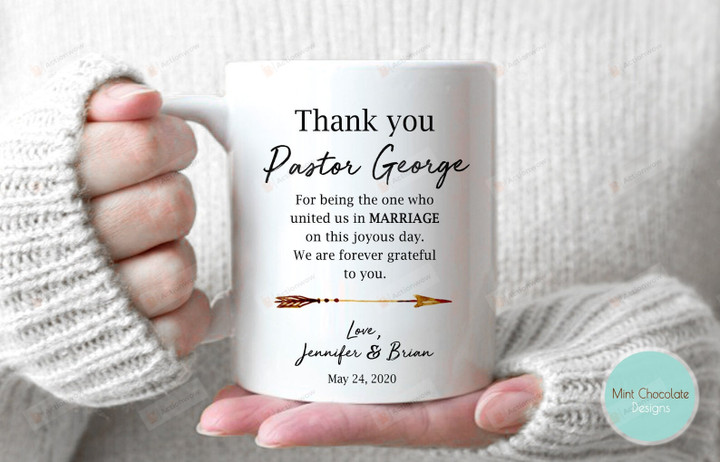 Thank You Pastor - Thank You Wedding Pastor Gift, Custom Wedding Pastor Gift, Custom Wedding Mug, Wedding Officiant Gift, Custom Wedding Mug