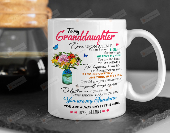 To My Granddaughter From Granny Coffee Mug, Flower You Are My Sunshine Ceramic Mug