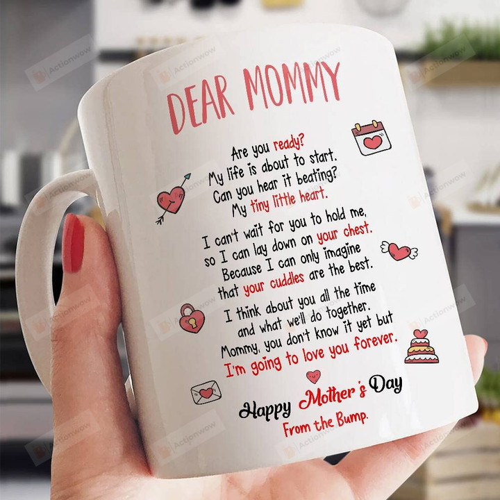 Personalized Dear Mommy Are You Ready Mug Happy First Mother'S Day Funny Gifts For New First Mom To Be Gift From Bump Baby Gift Custom Name Mug