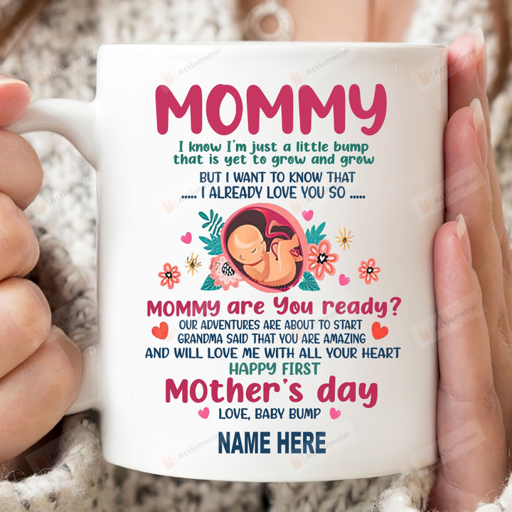 Personalized Dear Mommy Happy First Mother's Day, Baby's Sonogram Picture Mug - Mommy Are You Ready Grandma Said That You Are Amazingmug - Gifts For New First Dad To Be From The Bump