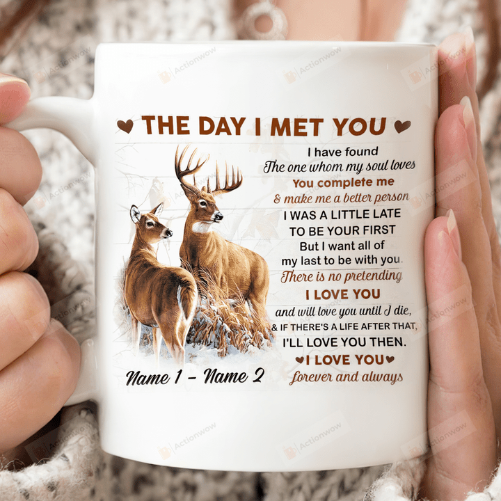 Personalized Huting Couple The Day I Met You I Have Found The One Whom My Soul Loves Ceramic Mug, Gift For Husband From Wife, Father's Day