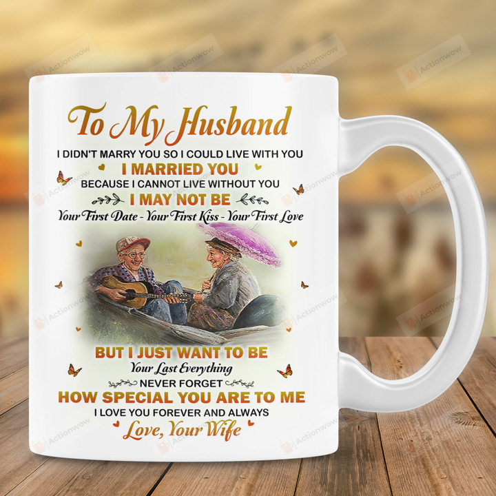 Personalized To My Husband I Didn't Marry You So I Could Live With You Mug, Gift For Couple, Anniversary Gift, Gift For Her On Valentine's Day, Gift For Guitar Lovers