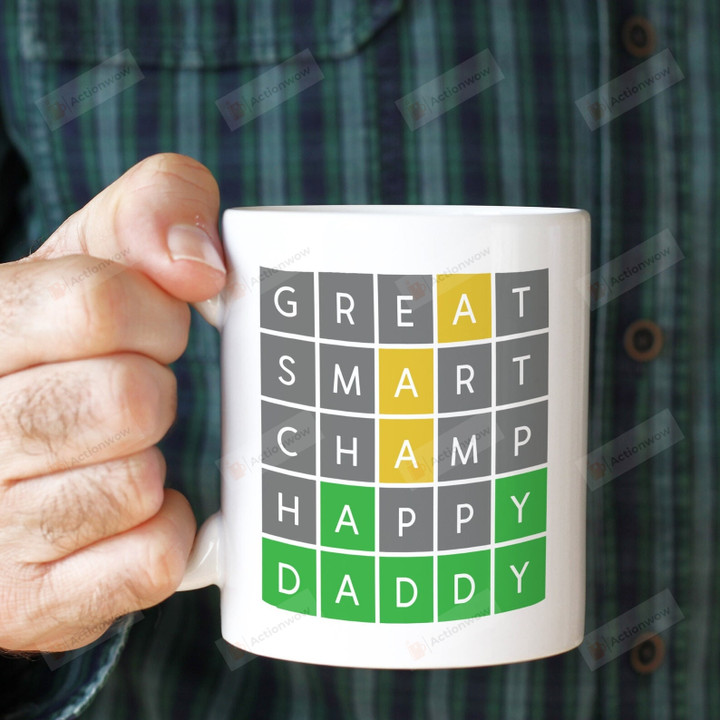 Wordle Dad Mug Great Smart Champ Happy Daddy Mug Mug Gift For Dad Papa Daddy From Kids Fathers Day Gifts