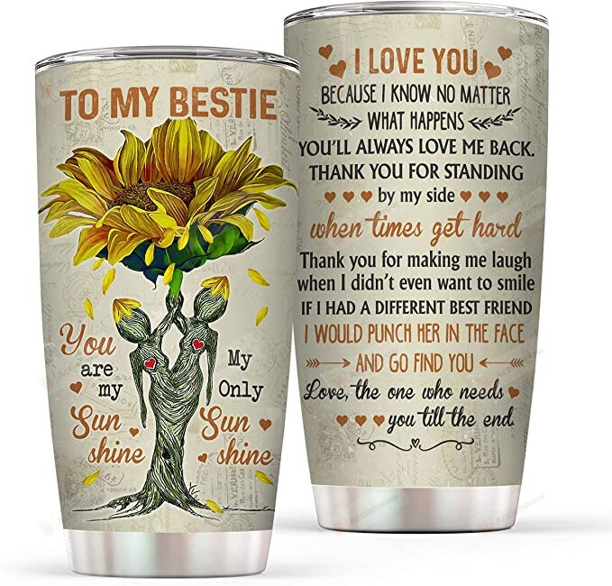 To My Bestie 20oz Stainless Steel Tumbler, Bestfriend Besties Soul Sisters Gifts, Gifts For Her, Distance Gifts, Moving A Way Gifts, Friendship Day