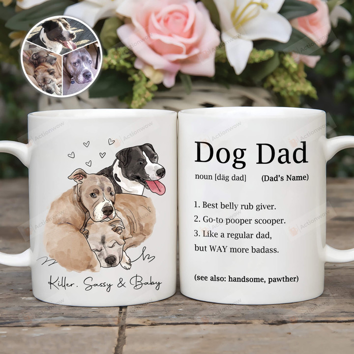 Custom Dog Portrait Mug, Dog Dad Mug, Like A Regular Dad Mug, Dog Memorial Gift Mug