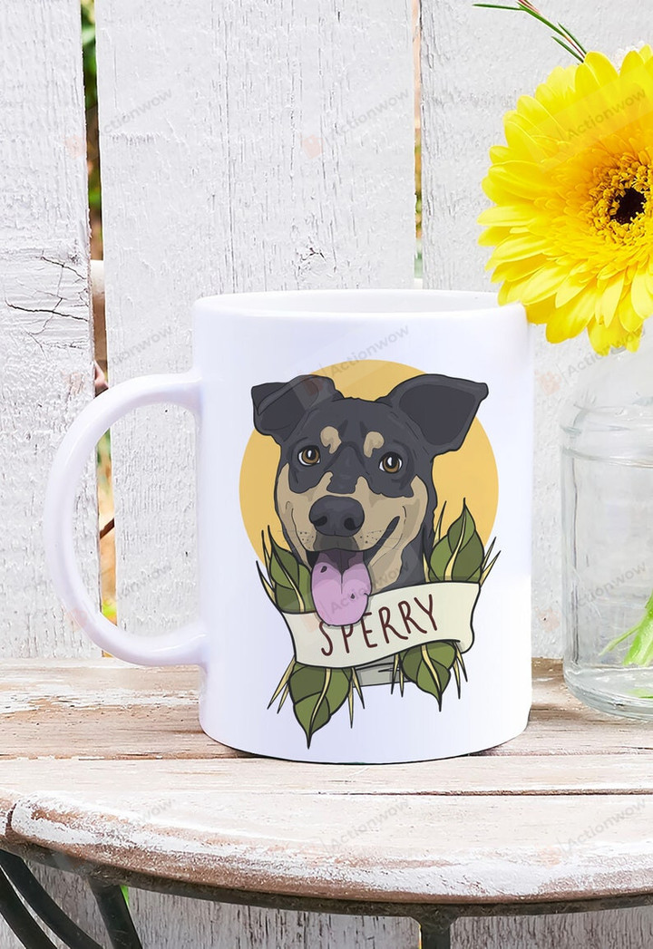 Custom Dog Portrait Mug, Cartoon Dog Art Mug, Dog Lover Gifts Mug