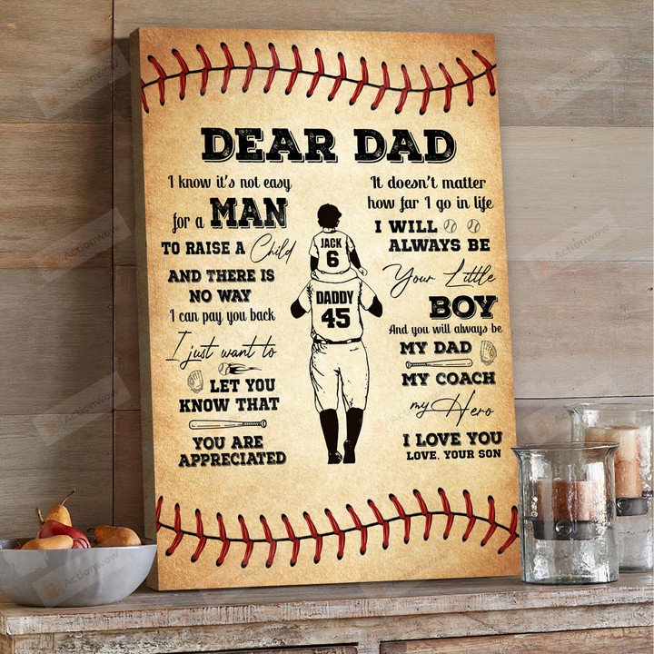 Personalized Dear Dad Portrait Poster Canvas, I Will Be A Little Boy Portrait Poster Canvas, Father's Day Gift Portrait Poster Canvas