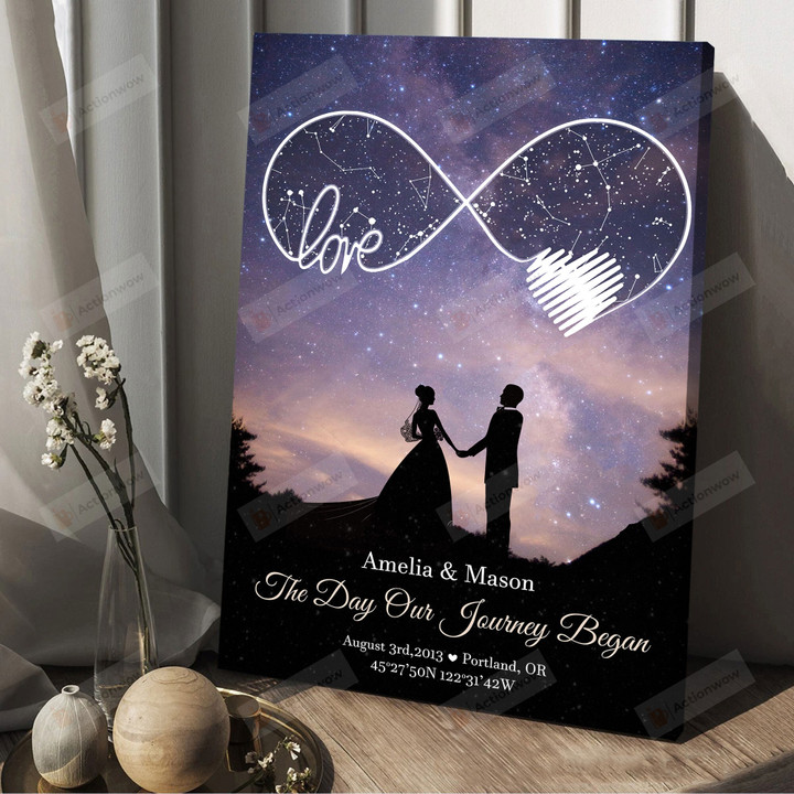Personalized Couple Love Custom Star Map Portrait Poster Canvas, The Day Our Journey Began Portrait Poster Canvas, Couple Gift Portrait Poster Canvas