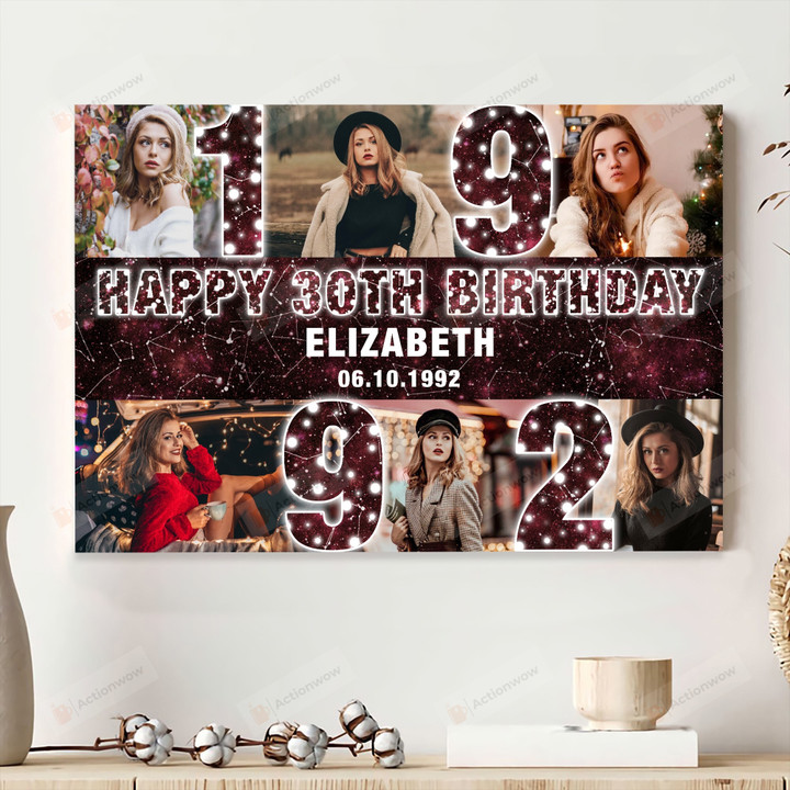 Personalized Custom Starmap Vertical Poster Canvas, Happy 30th Birthday Anniversary 1992 Vertical Poster Canvas, Birthday Party Gifts For Her For Him Vertical Poster Canvas