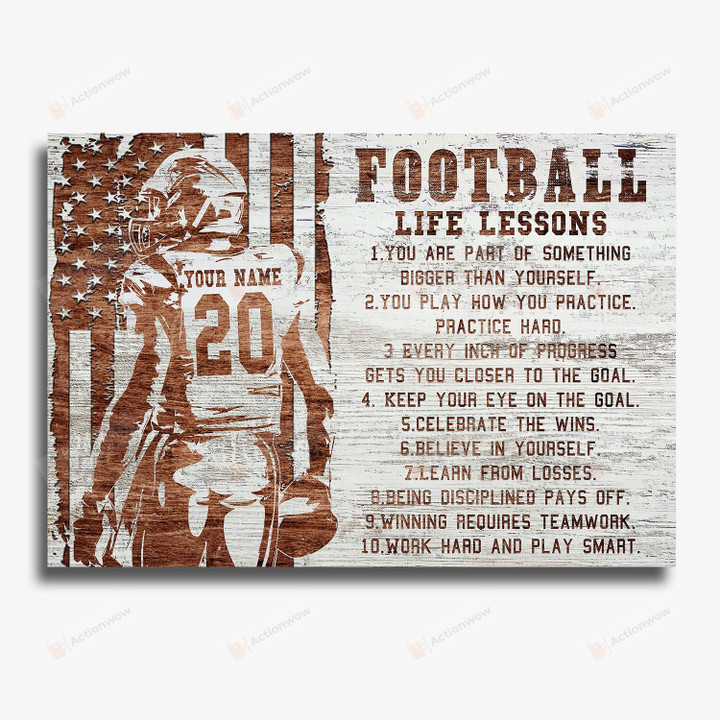 Personalized Football Player Vertical Poster Canvas, Life Lessons Vertical Poster Canvas, Football Lovers Gift Vertical Poster Canvas