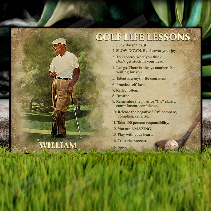 Personalized Custom Golf Life Lessons Vertical Poster Canvas, Play With Your Heart Vertical Poster Canvas, Golf Lovers Gift Vertical Poster Canvas