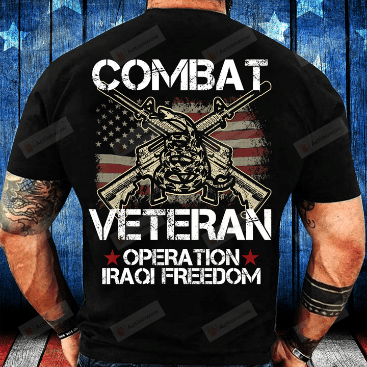 Iraq Veteran Shirt Freedom Military USA American Flag T-Shirt