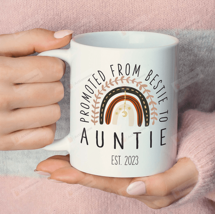 Promoted From Bestie To Auntie Est 2023 Mug, Aunt Mug, Bff Mug, Friendship Mug, Bff Friend Gift, Friendship Coffee Mug, Bestie Mug Gift For Your Best Friend Mug