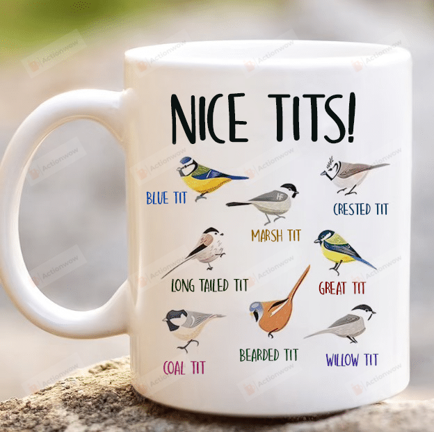 Nice Tits Mug Funny Bird, Gift For Bird Lovers, Funny Gift For Birthday, Tit Birds, Bird Mug, Tit Birds Gift, Titmouse, Nice Tits, Birding, Bird Watching, Birdwatcher, Ornithologist, Love Birds