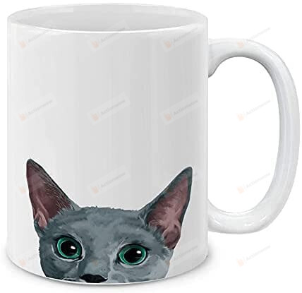 Funny Cat Mug For Cat Lovers Cute Ceramic Coffee Cup With Lovely Kitty, 11oz & 15oz Bombay Kitten Cat Ceramic Coffee Mug Tea Cup, Russian Blue Cat
