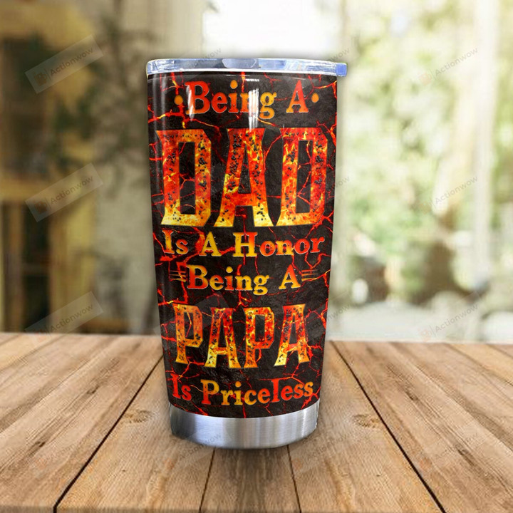 Dad Skull Tumbler, Being A Dad Is An Honor Being A Papa Is Priceless Tumbler, Skull Papa Tumbler, Gifts For Papa From Kids, Gifts For Dad From Daughter Son On Birthday Christmas Fathers Day