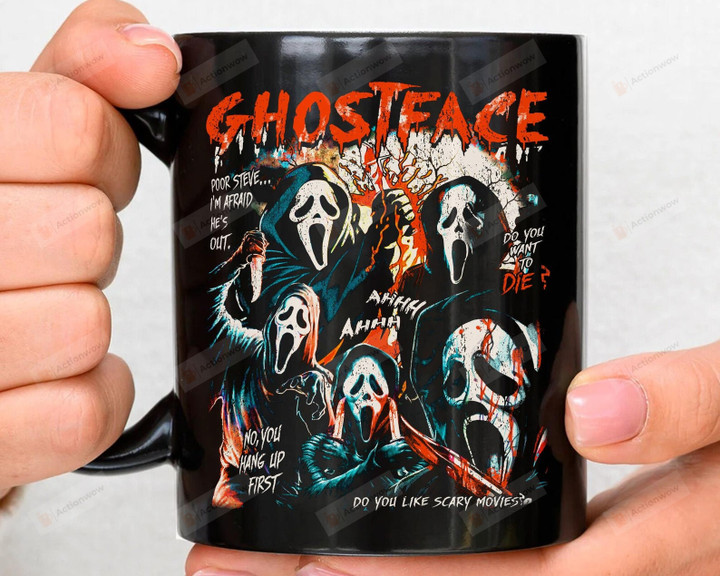 Ghostface Mug, Scream Movie Fan Coffee Mug, Halloween Horror Movie Gifts For Friends Family, Halloween Night Party Gift, Halloween Mug