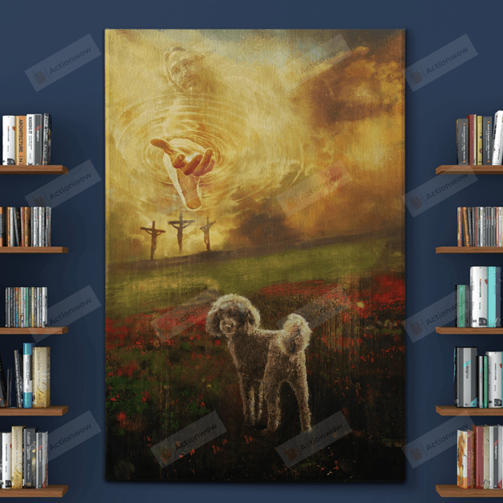 Jesus And Poodle Poster Canvas, Dog Lover Poster Canvas Print, Jesus Poster Canvas Art