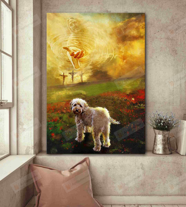 Jesus And Poodle Christian Wall Art Poster Canvas, Poodle Dog Lovers Jesus Canvas Print, Jesus Poster Canvas Art