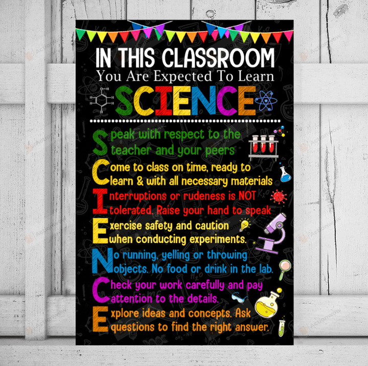 In This Classroom Science Canvas Poster, Science Classroom Poster, Back To School Gifts For Teacher Students, Classroom Hanging Home Decor Wall Art Appreciation Teacher Life
