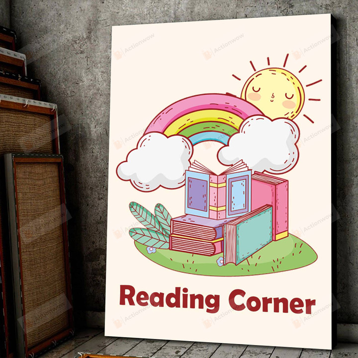 Reading Corner Poster Canvas, Boho Classroom Decor, Gift For Teacher, Librarian, Library Gift, Back To School Gift