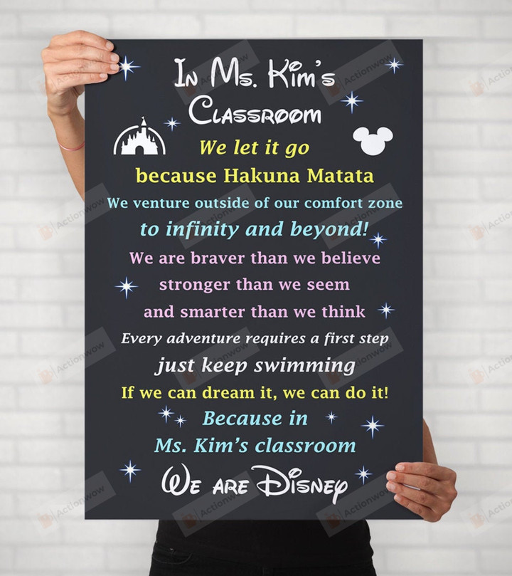 Personalized Class Room Canvas Poster No Frame, Disney Classroom Canvas Poster, Gift for Teacher