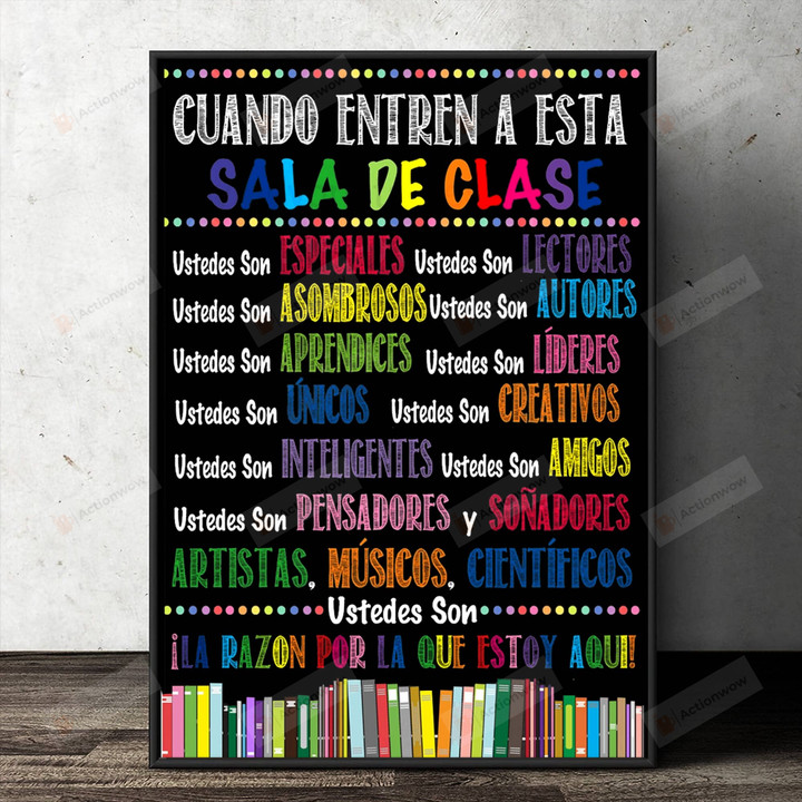 Spanish Classroom Rules Poster Canvas, Clase De Espanol Canvas Poster Gifts For Spanish Teacher, Motivational Spanish Classroom Welcome Wall Art Decor, Back To School Gifts