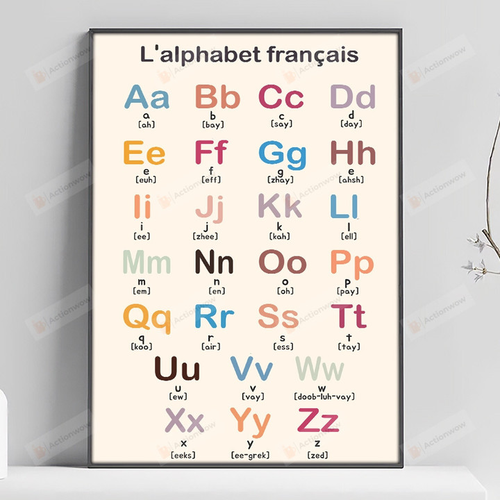 French Alphabet Poster Canvas, Bilingual French Alphabet Poster For Teacher Student, French Class Decor Wall Art, Back To School