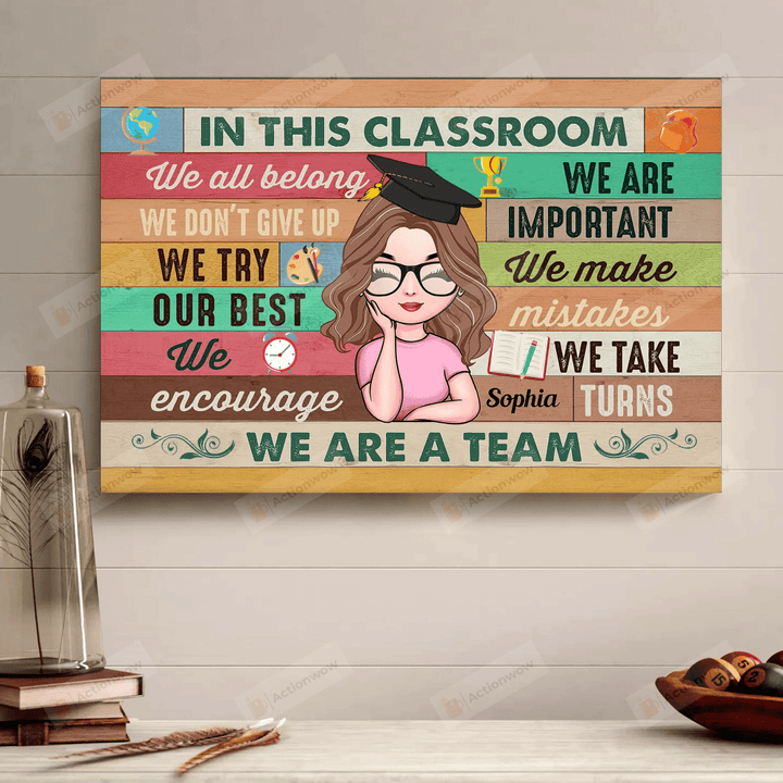 Custom Name In This Classroom We Are Important Poster Canvas, Funny Class Of 2022 Gifts, Custom Classroom Poster Decor, Wall Art Graduation Back To School, Gifts For Teacher Students Colleagues