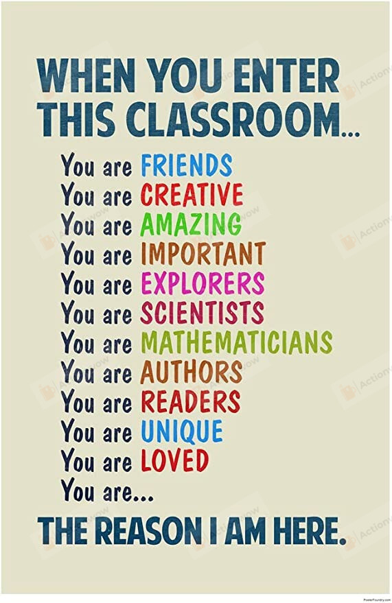 When You Enter This Classroom Canvas Poster, Reason I'm Here, Gifts For Teacher Student, Classroom Welcome Wall Art Decor Sign, Back To School Gifts