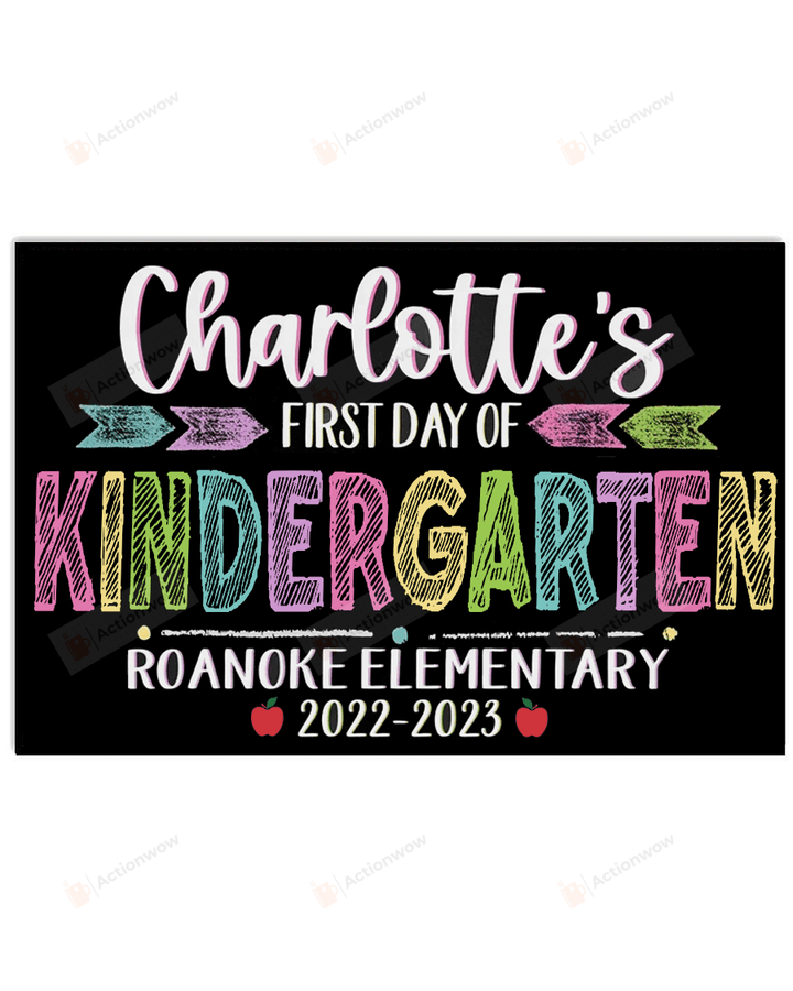 Personalized Kindergarten Poster Canvas, First Day Of Kindergarten Canvas Print, Gifts For Students, Back To School Gifts