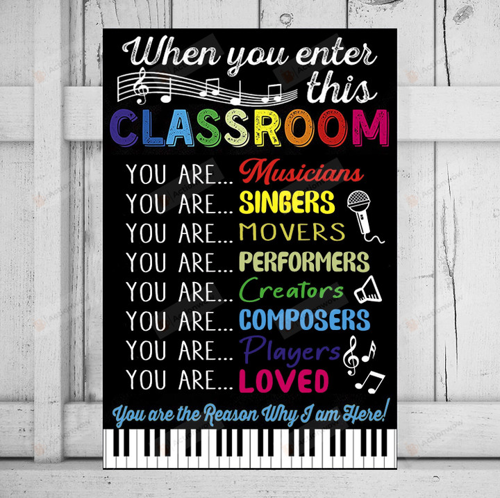 When You Enter This Classroom Poster, Music Room Canvas Poster, Music Classroom Posters Wall Art Decoration, Back To School Gifts For Music Teacher
