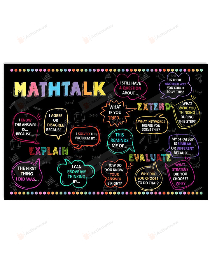 Math Classroom Poster Canvas, Math Talk Canvas Print, Gifts For Teachers From Students, Back To School Gifts