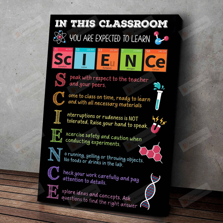 Science In This Classroom Poster Canvas, Gifts For Science Teacher, Motivational Science Classroom Welcome Wall Art Decor, Back To School Gifts