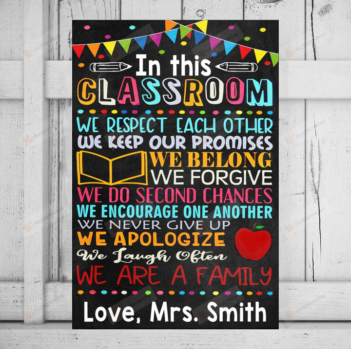 Personalized Classroom Rules Poster, In This Classroom Wall Art Poster Canvas, Classroom Decor Gifts For Teacher, Back To School Poster Canvas