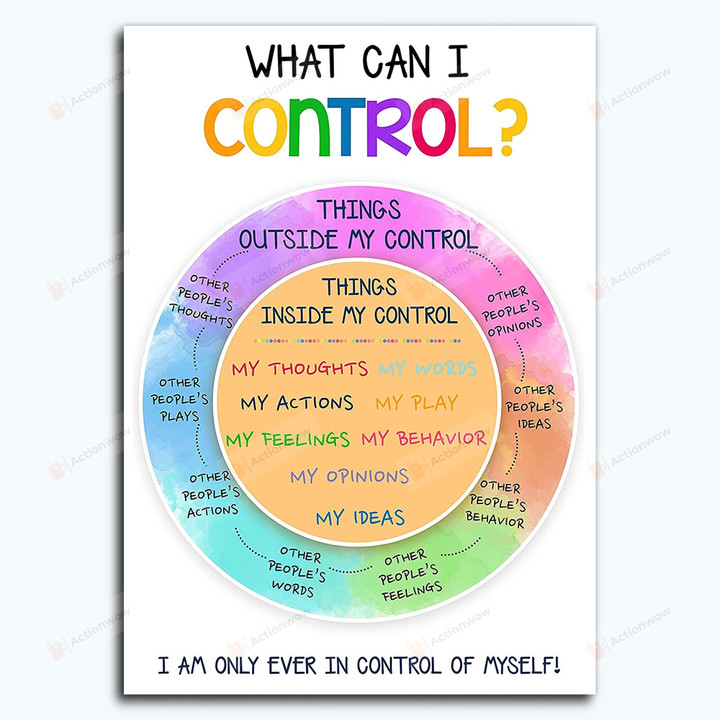 What Can I Control Poster Canvas, Mental Health Therapy Counseling Posters Canvas, Classroom Wall Art Counselor Therapist Anxiety School, Back To School Gifts