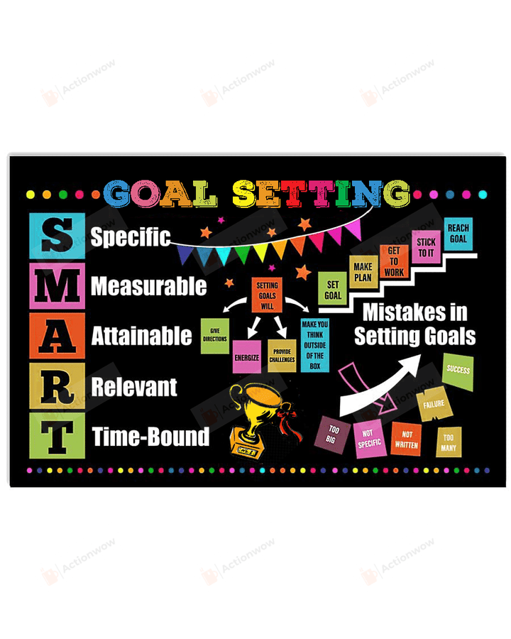 Goal Setting Smart Motivational Poster Canvas, In This Classroom Canvas Print, Gifts For Teachers From Students, Back To School Gifts