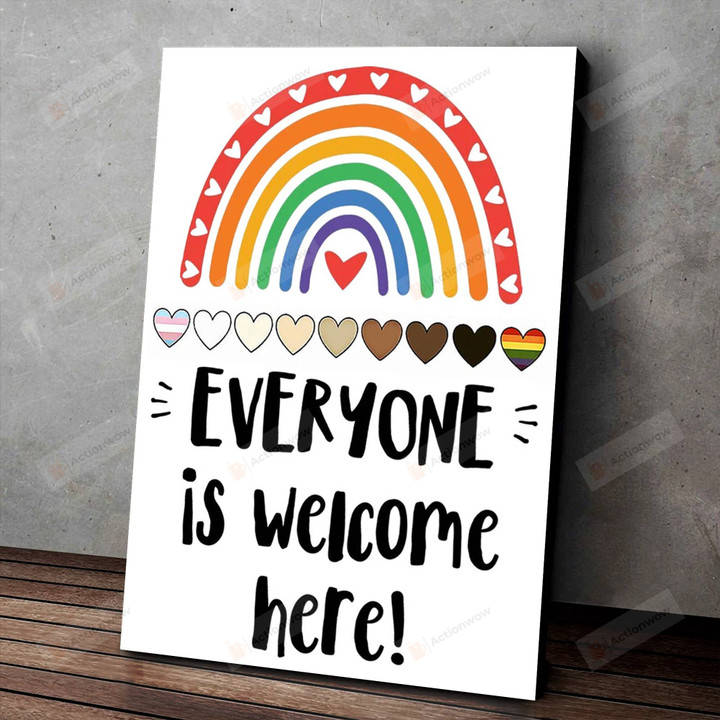 Everyone Is Welcome Here Poster, Classroom Poster, Classroom Decor, Rainbow, Kindness, Counselor, Diversity, Pride, Inclusion, Lgbt Poster, Back To School