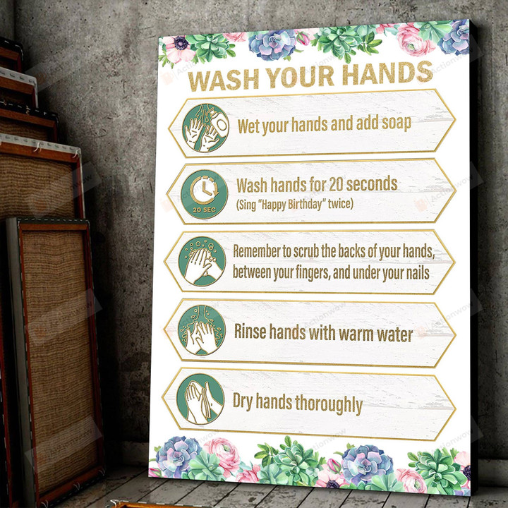 Wash Your Hands Poster Canvas, Gifts For Students Teacher, Motivational Classroom Welcome Wall Art Decor, Back To School Gifts