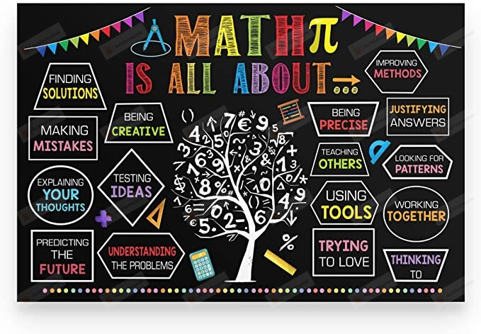 Math Is All About Canvas Poster, Gifts For Math Teacher Students, Back To School Gifts, Math Classroom Welcome Wall Art Decor