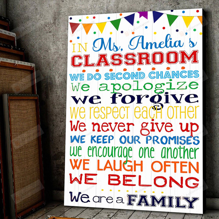 Personalized In This Classroom Poster Canvas, Gifts For Students Teacher, Motivational Classroom Welcome Wall Art Decor, Back To School Gifts
