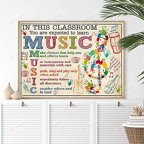 Raisins Cer Music Classroom Poster Canvas, In This Classroom You Are Expected To Learn Music Poster Canvas, Gìts For Teacher Poster Canvas, Classroom Poster Canvas