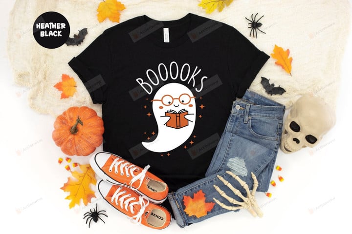 Booooks Shirt, Ghost Books Tshirt, Halloween Teacher Gifts, Halloween Reading Shirt, Librarian Tee, Bookworm Gift, Halloween Party Teacher Shirt